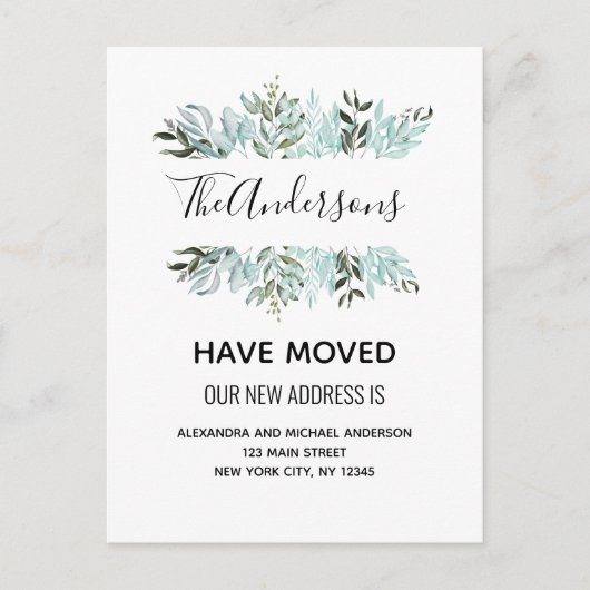 Waterverf Eucalyptus Greenery Aankondigingskaart (Voorkant)