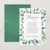 Waterverf Eucalyptus Greenery Baby shower Bedankkaart (Voorkant / Achterkant)