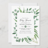 Waterverf Eucalyptus Greenery Baby shower Kaart (Voorkant)