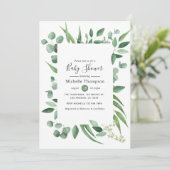 Waterverf Eucalyptus Greenery Baby shower Kaart (Staand voorkant)