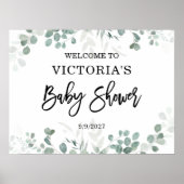 Waterverf Eucalyptus Greenery Baby shower Welkom Poster (Voorkant)