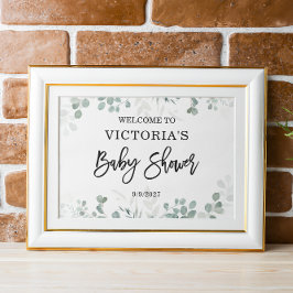 Waterverf Eucalyptus Greenery Baby shower Welkom Poster