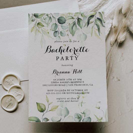 Waterverf Eucalyptus Greenery Bachelorette Kaart