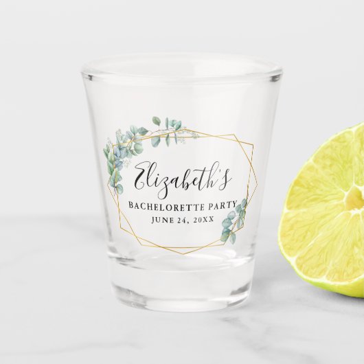 Waterverf Eucalyptus Greenery Bachelorette Shot Glas (Voorkant)