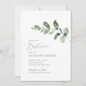 Waterverf Eucalyptus Greenery Baptism Invitation Kaart (Voorkant)