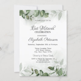 Waterverf Eucalyptus Greenery Bar Mitzvah Kaart