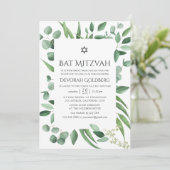 Waterverf Eucalyptus Greenery Bat Mitzvah Kaart (Staand voorkant)
