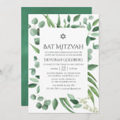 Waterverf Eucalyptus Greenery Bat Mitzvah Kaart (Voorkant / Achterkant)