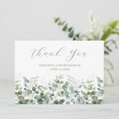 Waterverf Eucalyptus Greenery Border Wedding Bedankkaart (Staand voorkant)
