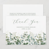 Waterverf Eucalyptus Greenery Border Wedding Bedankkaart (Voorkant / Achterkant)