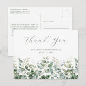 Waterverf Eucalyptus Greenery Border Wedding Briefkaart (Voorkant / Achterkant)