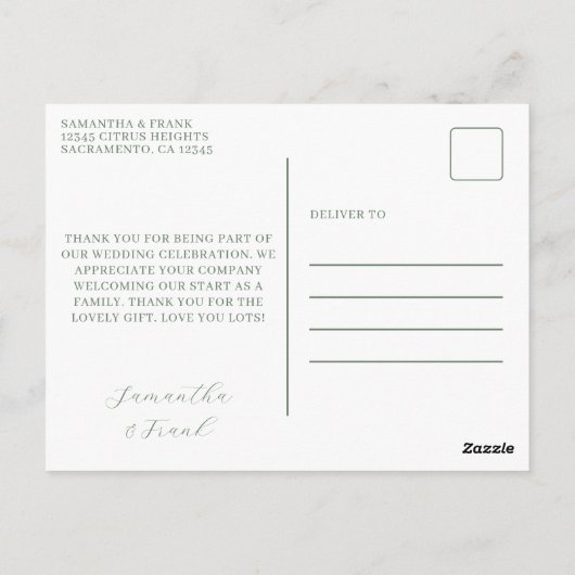 Waterverf Eucalyptus Greenery Border Wedding Briefkaart (Achterkant)