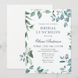 Waterverf Eucalyptus Greenery Bridal Luncheon Kaart