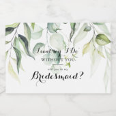 Waterverf Eucalyptus Greenery Bridesmaid Voorstel Sparkling Wijnetiket (Enkel label)