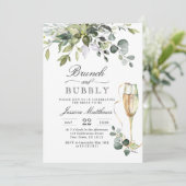 Waterverf Eucalyptus Greenery Brunch & Bubble Kaart (Staand voorkant)