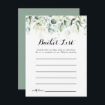 Waterverf Eucalyptus Greenery Bucket List-kaarten Briefkaart<br><div class="desc">Deze waterverf eucalyptus groen bucket list kaarten zijn de perfecte activiteit voor een rustieke bruiloft receptie of vrijgezellenfeest. Dit artistieke ontwerp is voorzien van handgetekend,  waterverf eucalyptus groen gebladerte,  inspirerend natuurschoon. Bucket List teken wordt apart verkocht.</div>