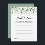 Waterverf Eucalyptus Greenery Bucket List-kaarten Briefkaart<br><div class="desc">Deze waterverf eucalyptus groen bucket list kaarten zijn de perfecte activiteit voor een rustieke bruiloft receptie of vrijgezellenfeest. Dit artistieke ontwerp is voorzien van handgetekend,  waterverf eucalyptus groen gebladerte,  inspirerend natuurschoon. Bucket List teken wordt apart verkocht.</div>