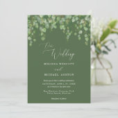 Waterverf Eucalyptus Greenery Cascade Wedding Kaart (Staand voorkant)