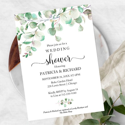 Waterverf Eucalyptus Greenery Couples Shower Kaart