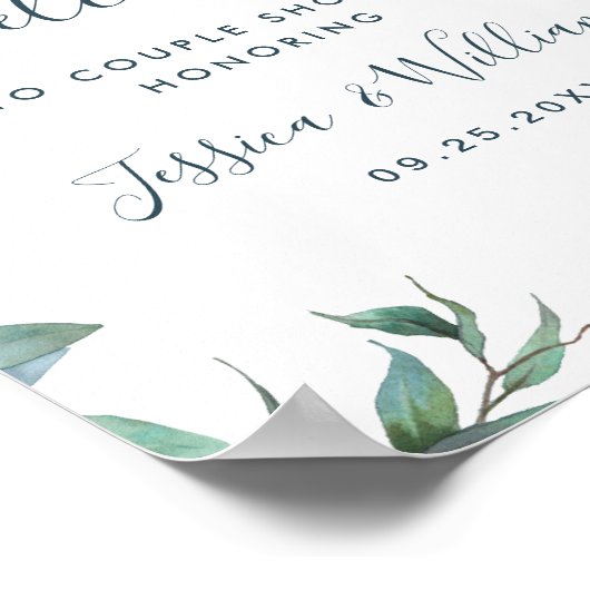 Waterverf Eucalyptus Greenery Couples Shower Poster (Hoek)