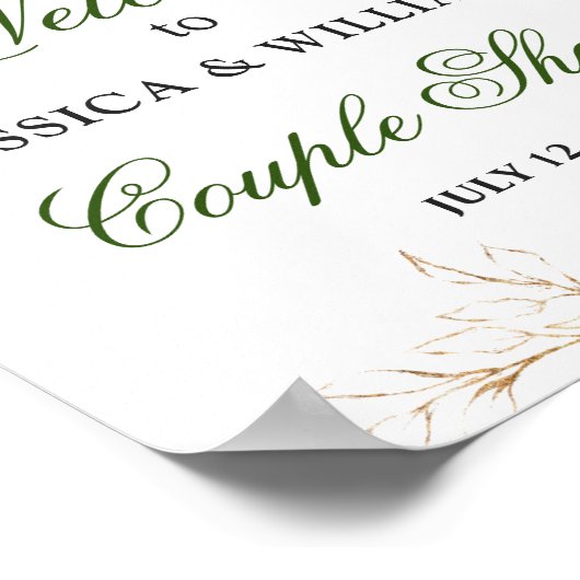 Waterverf Eucalyptus Greenery Couples Shower Sign Poster (Hoek)