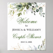 Waterverf Eucalyptus Greenery Couples Shower Sign Poster (Voorkant)
