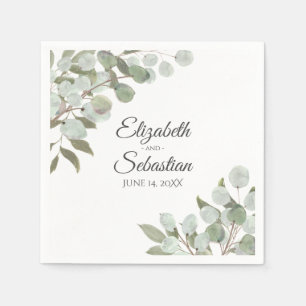 Waterverf Eucalyptus & Greenery Elegant Wedding Servet