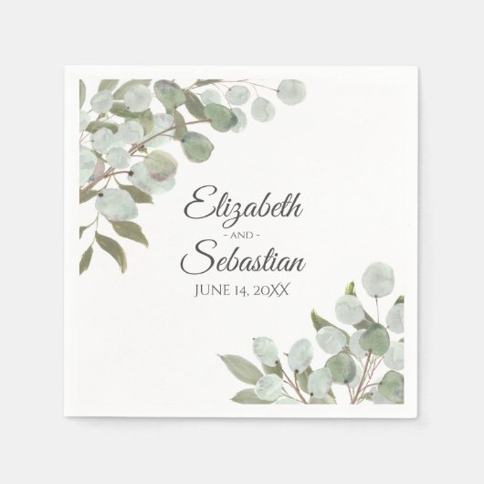 Waterverf Eucalyptus & Greenery Elegant Wedding Servet (Voorkant)
