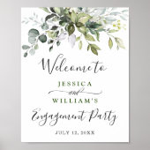 Waterverf Eucalyptus Greenery Engagement Party Poster (Voorkant)
