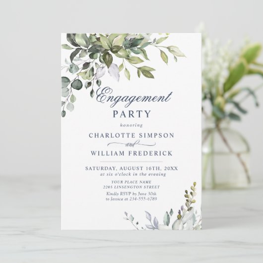 Waterverf Eucalyptus Greenery ENGAGTY Kaart (Staand voorkant)