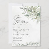 Waterverf Eucalyptus Greenery Foliage Sage Green Save The Date (Voorkant)