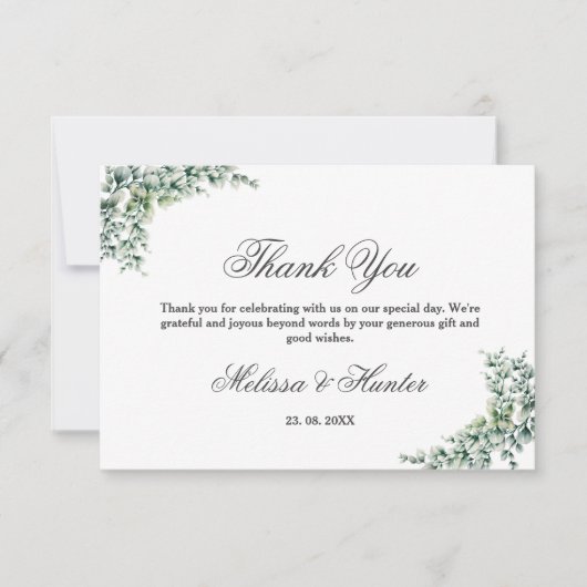 Waterverf Eucalyptus Greenery Foliage Wedding Bedankkaart (Voorkant)
