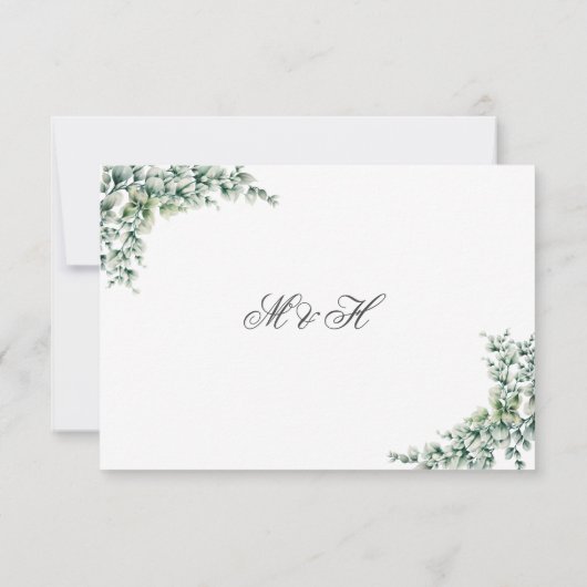 Waterverf Eucalyptus Greenery Foliage Wedding Bedankkaart (Achterkant)