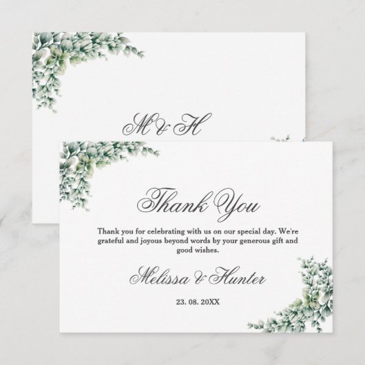 Waterverf Eucalyptus Greenery Foliage Wedding Bedankkaart (Voorkant / Achterkant)
