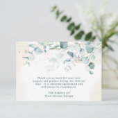 Waterverf Eucalyptus Greenery Funeral Bedankkaart (Staand voorkant)