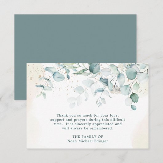 Waterverf Eucalyptus Greenery Funeral Bedankkaart (Voorkant / Achterkant)