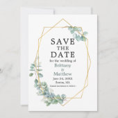 Waterverf Eucalyptus Greenery Geo Lijst Green Save The Date (Voorkant)