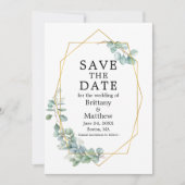 Waterverf Eucalyptus Greenery Geo Lijst Save The Date (Voorkant)