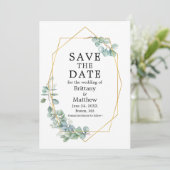 Waterverf Eucalyptus Greenery Geo Lijst Save The Date (Staand voorkant)