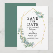 Waterverf Eucalyptus Greenery Geo Lijst Save The Date (Voorkant / Achterkant)