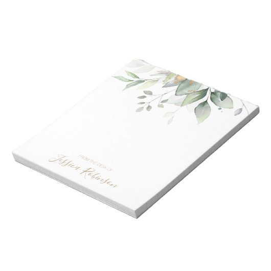Waterverf Eucalyptus Greenery Gepersonaliseerd Notitieblok (Linkerzijde)