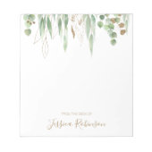 Waterverf Eucalyptus Greenery Gepersonaliseerd Notitieblok (Voorkant)