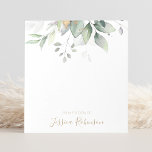 Waterverf Eucalyptus Greenery Gepersonaliseerd Notitieblok<br><div class="desc">Creëer uw eigen gepersonaliseerde waterverf eucalyptus greenery notitieblok met uw aangepaste naam.</div>
