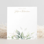Waterverf Eucalyptus Greenery Gepersonaliseerd Notitieblok<br><div class="desc">Creëer uw eigen elegante gepersonaliseerde waterverf eucalyptus greenery notitieblok met uw douanenaam.</div>