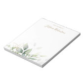 Waterverf Eucalyptus Greenery Gepersonaliseerd Notitieblok (Linkerzijde)