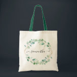 Waterverf Eucalyptus Greenery Gepersonaliseerd Tote Bag<br><div class="desc">Deze canvas tas is voorzien van handbeschilderde waterverf groene eucalyptusbladeren die zijn gestileerd als een lepel,  voorzien van een roze witte lettertype,  die kunnen worden gepersonaliseerd met jouw naam.</div>