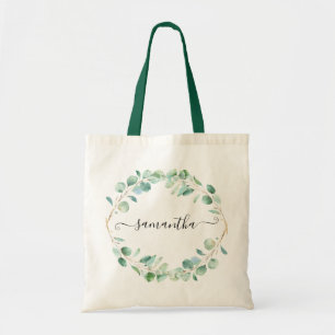 Waterverf Eucalyptus Greenery Gepersonaliseerd Tote Bag