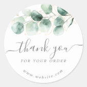 Waterverf Eucalyptus Greenery Gold Bedankt Ronde Sticker (Voorkant)
