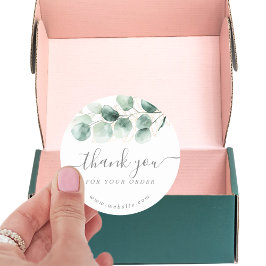 Waterverf Eucalyptus Greenery Gold Bedankt Ronde Sticker