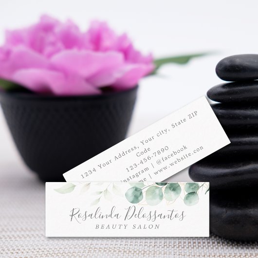 Waterverf Eucalyptus Greenery Gold Botanisch Mini Visitekaartje